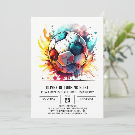 Whimsical Sport Waterverf Kinderen Verjaardag Kaart (Staand voorkant)