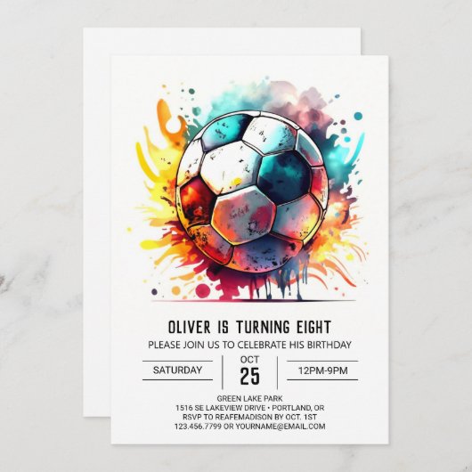 Whimsical Sport Waterverf Kinderen Verjaardag Kaart (Voorkant / Achterkant)