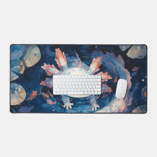 Whimsical Spotted Axolotl Coral Gill Deep Blue Bureaumat (Keyboard & Muis)