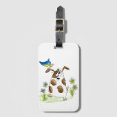 Whimsical Spotted Dog met Bird Bagagelabel (Voorkant (verticaal))