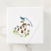 Whimsical Spotted Dog met Bird Bedankjes Labels (In situ)