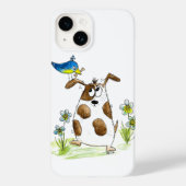 Whimsical Spotted Dog met Bird Case-Mate iPhone Case (Achterkant)