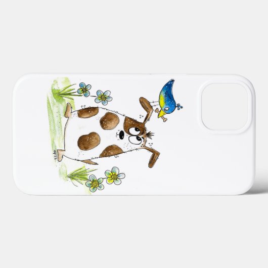 Whimsical Spotted Dog met Bird Case-Mate iPhone Case (Achterkant (horizontaal))
