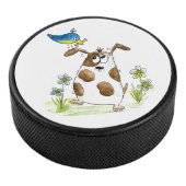 Whimsical Spotted Dog met Bird Hockey Puck (3/4)