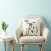 Whimsical Spotted Dog met Bird Kussen (Stoel)