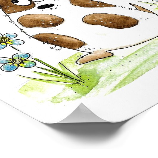 Whimsical Spotted Dog met Bird Poster (Hoek)