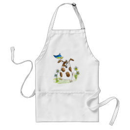 Whimsical Spotted Dog met Bird Standaard Schort