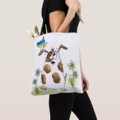 Whimsical Spotted Dog met Bird Tote Bag (Dichtbij)