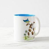 Whimsical Spotted Dog met Bird Tweekleurige Koffiemok (Voorkant rechts)
