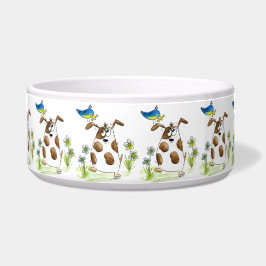 Whimsical Spotted Dog met Bird Voerbakje