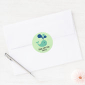 Whimsical Spouting Whale Happy Birthday Sticker! Ronde Sticker (Envelop)