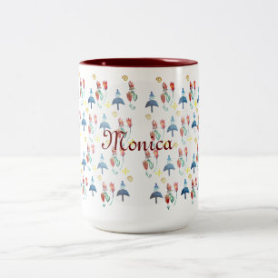Whimsical Spring Art Tweekleurige Koffiemok