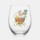 Whimsical Spring Bunny in Eggshell Wijnglas Zonder Voet (Voorkant)