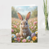 Whimsical Spring Bunny Pasen Kaart (Voorkant)