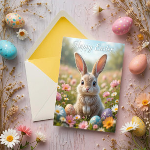 Whimsical Spring Bunny Pasen Kaart