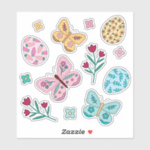 Whimsical Spring Floral, Butterfly en Easter Eggs