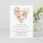 WHIMSICAL SPRING FLORAL HEART WEDDING INVITATION KAART (Staand voorkant)