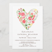WHIMSICAL SPRING FLORAL HEART WEDDING INVITATION KAART (Voorkant / Achterkant)