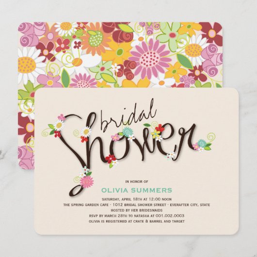 Whimsical Spring Flowers Chic Vrijgezellenfeest In Kaart (Voorkant / Achterkant)