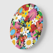 Whimsical Spring Flowers Colorful Garden Floral Grote Klok (Hoek)