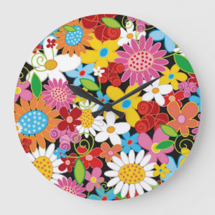 Whimsical Spring Flowers Colorful Garden Floral Grote Klok