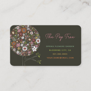 Whimsical Spring Flowers Colorful Pop Tree Natuur Visitekaartje
