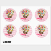 Whimsical Spring Flowers Cupcake Birthday Sticker (Vel)