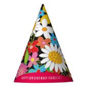 Whimsical Spring Flowers Garden Birthday Party Pet Feesthoedjes (Voorkant)