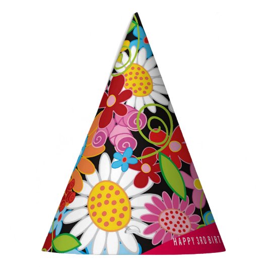 Whimsical Spring Flowers Garden Birthday Party Pet Feesthoedjes (Links)