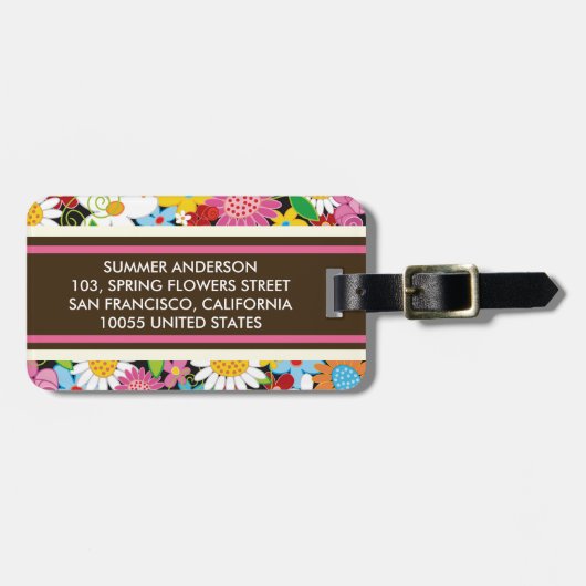 Whimsical Spring Flowers Garden Floral Bagagelabel (Voorkant horizontaal)