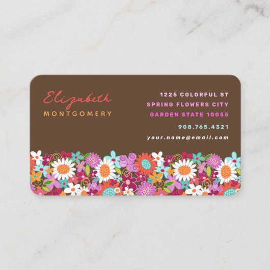 Whimsical Spring Flowers Garden Visitekaartjes (Voorkant)