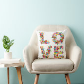 Whimsical Spring Flowers LOVE Valentijn Alphabets Kussen (Stoel)