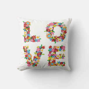 Whimsical Spring Flowers LOVE Valentijn Alphabets Kussen