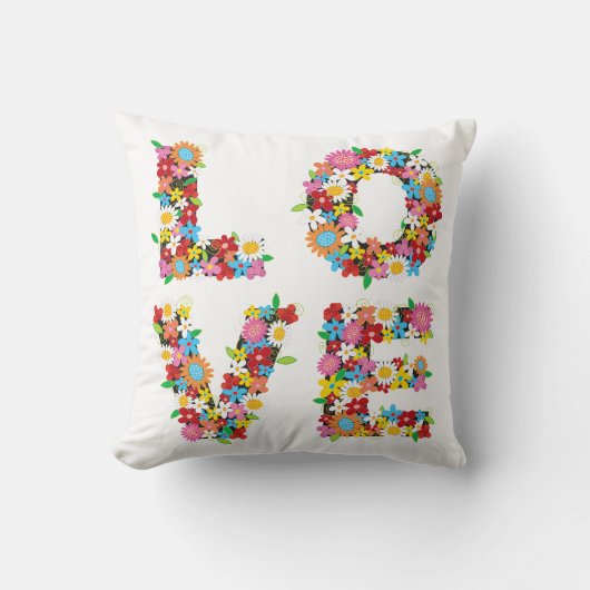 Whimsical Spring Flowers LOVE Valentijn Alphabets Kussen (Voorkant)