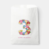 Whimsical Spring Flowers Meisje's 3e Verjaardag Pa Bedankzakje (Voorkant)