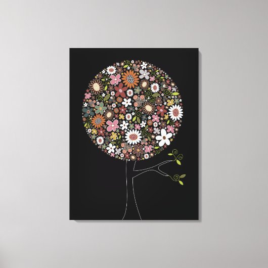 Whimsical Spring Flowers Pop Tree Baby Nursery Art Canvas Afdruk (Voorkant)