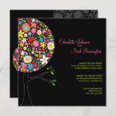 Whimsical Spring Flowers Pop Tree Bruiloft Uitnodi Kaart (Voorkant / Achterkant)