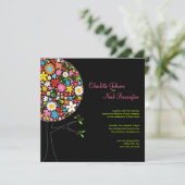 Whimsical Spring Flowers Pop Tree Bruiloft Uitnodi Kaart (Staand voorkant)