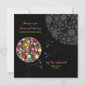 Whimsical Spring Flowers Pop Tree Bruiloft Uitnodi Kaart (Achterkant)