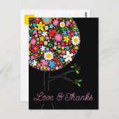 Whimsical Spring Flowers Pop Tree Chic Bedankt Briefkaart (Voorkant / Achterkant)