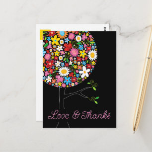 Whimsical Spring Flowers Pop Tree Chic Bedankt Briefkaart