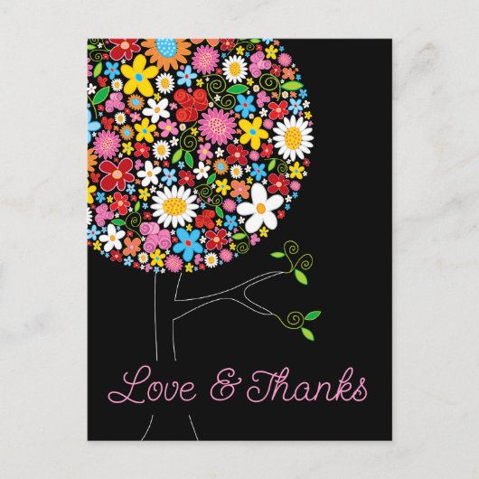 Whimsical Spring Flowers Pop Tree Chic Bedankt Briefkaart (Voorkant)