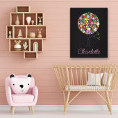 Whimsical Spring Flowers Pop Tree Cute Nursery Art Canvas Afdruk