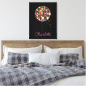 Whimsical Spring Flowers Pop Tree Cute Nursery Art Canvas Afdruk (Insitu (Slaapkamer))