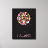 Whimsical Spring Flowers Pop Tree Cute Nursery Art Canvas Afdruk (Voorkant)