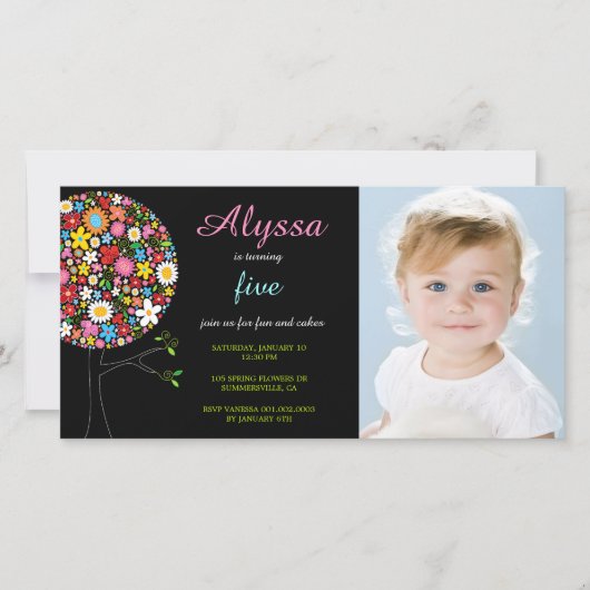 Whimsical Spring Flowers Pop Tree Foto Meisjes (Voorkant)