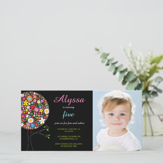 Whimsical Spring Flowers Pop Tree Foto Meisjes (Staand voorkant)