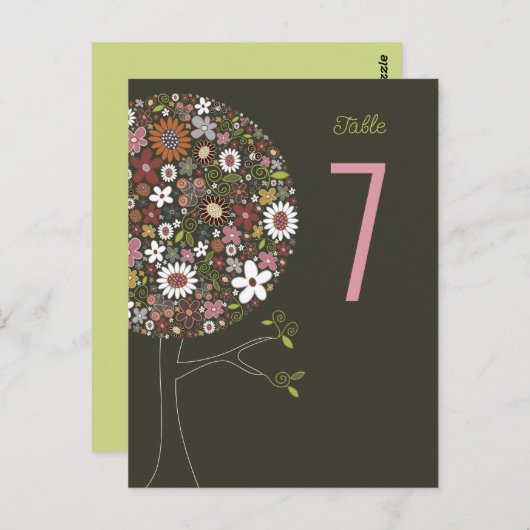 Whimsical Spring Flowers Pop Tree Tafelnummer (Voorkant / Achterkant)