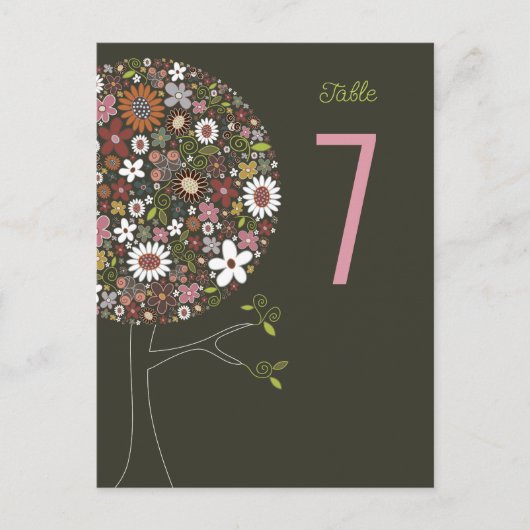 Whimsical Spring Flowers Pop Tree Tafelnummer (Voorkant)