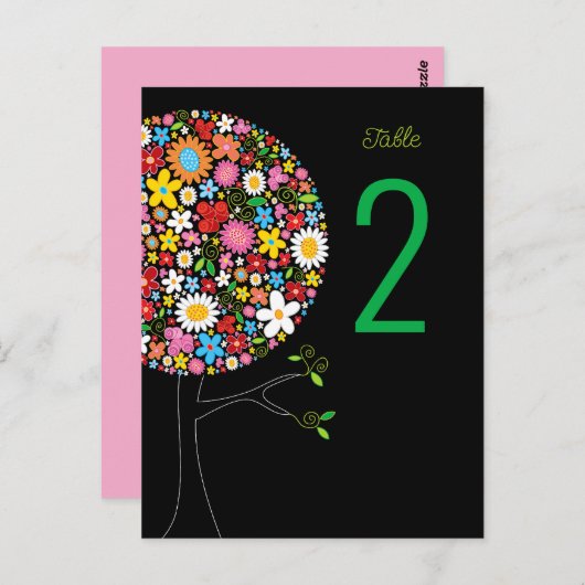 Whimsical Spring Flowers Pop Tree Tafelnummer (Voorkant / Achterkant)
